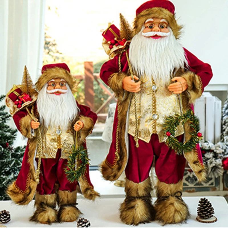 Santa Claus Doll Height 30cm New Year 2024 Christmas Decorations For Home Children's Gifts Window Ornaments Navidad