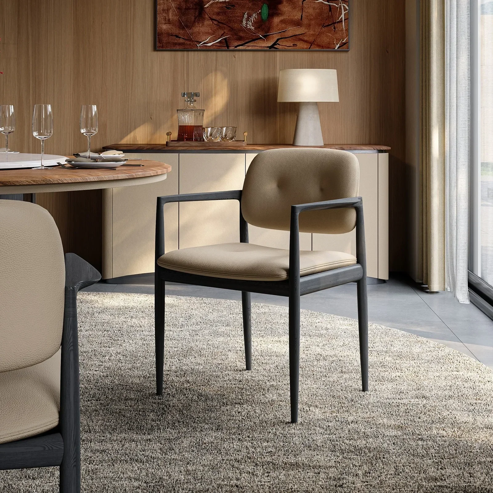 Negotiate genuine leather copy tea table reception Italian minimalist chair
