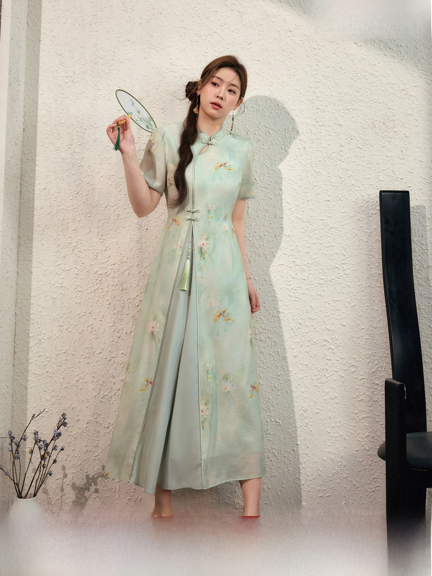 

Новинка: женское длинное платье А-силуэта с высокой талией, с принтом в китайском стиле, больших размеров, для повседневной носки, цвет синий.