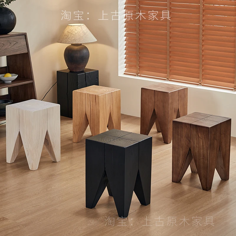 

Bed and breakfast solid wood pier log low stool living room home edge few old retro wood pile charcoal burning wabi sandy wind f
