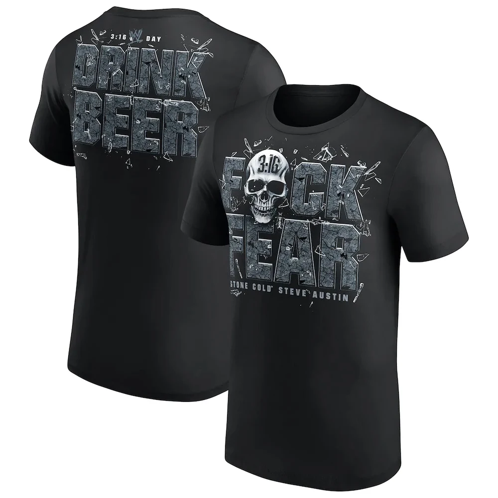 Men's Black Stone Cold Steve Austin 3:16 Day Drink Beer T-Shirt 3D Printed Sports Quick Dry Short Sleeve Daily Casual T-Shirt