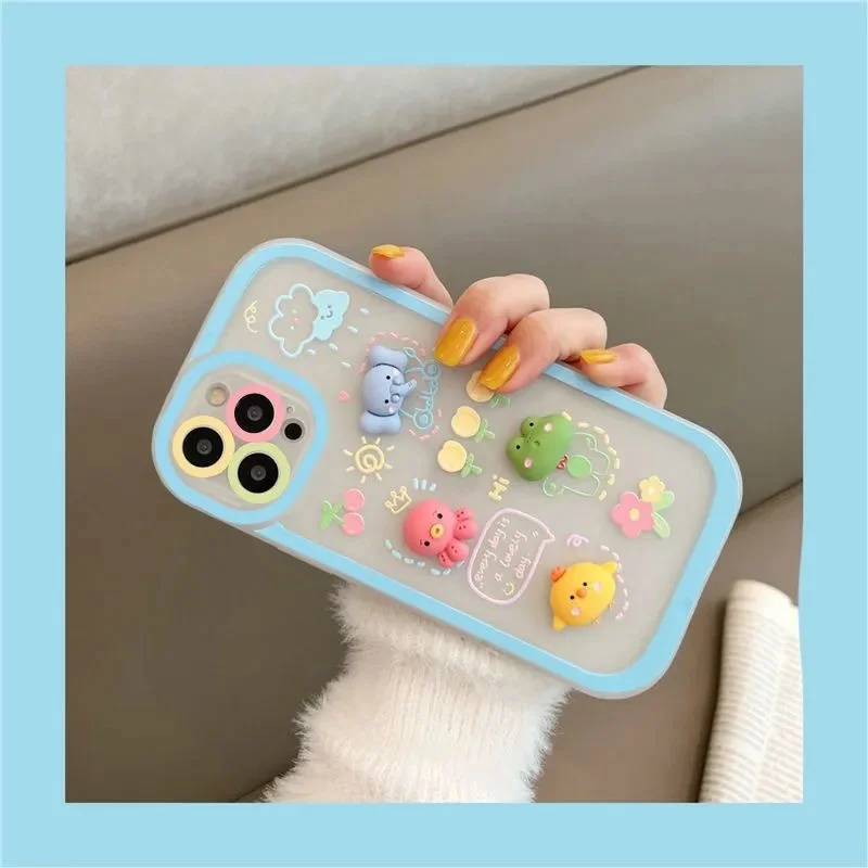 TD25 3D Cute Animal For Samsung Galaxy S9 S10 S20 S21 S22 Plus A21S A51 A71 A52 A72 A12 A32 Case DIY TPU Soft Cover