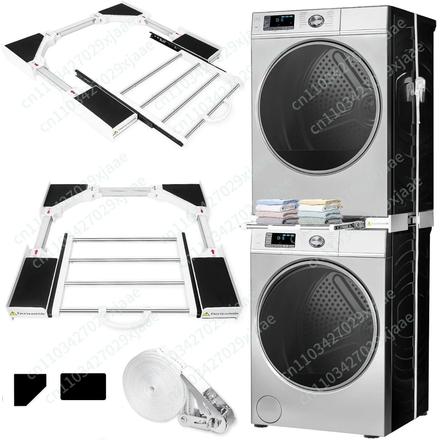Washer Dryer Stacking Kit Connecting Bracket Stackable Base Universal Pull-out Bracket with Strapping Rope