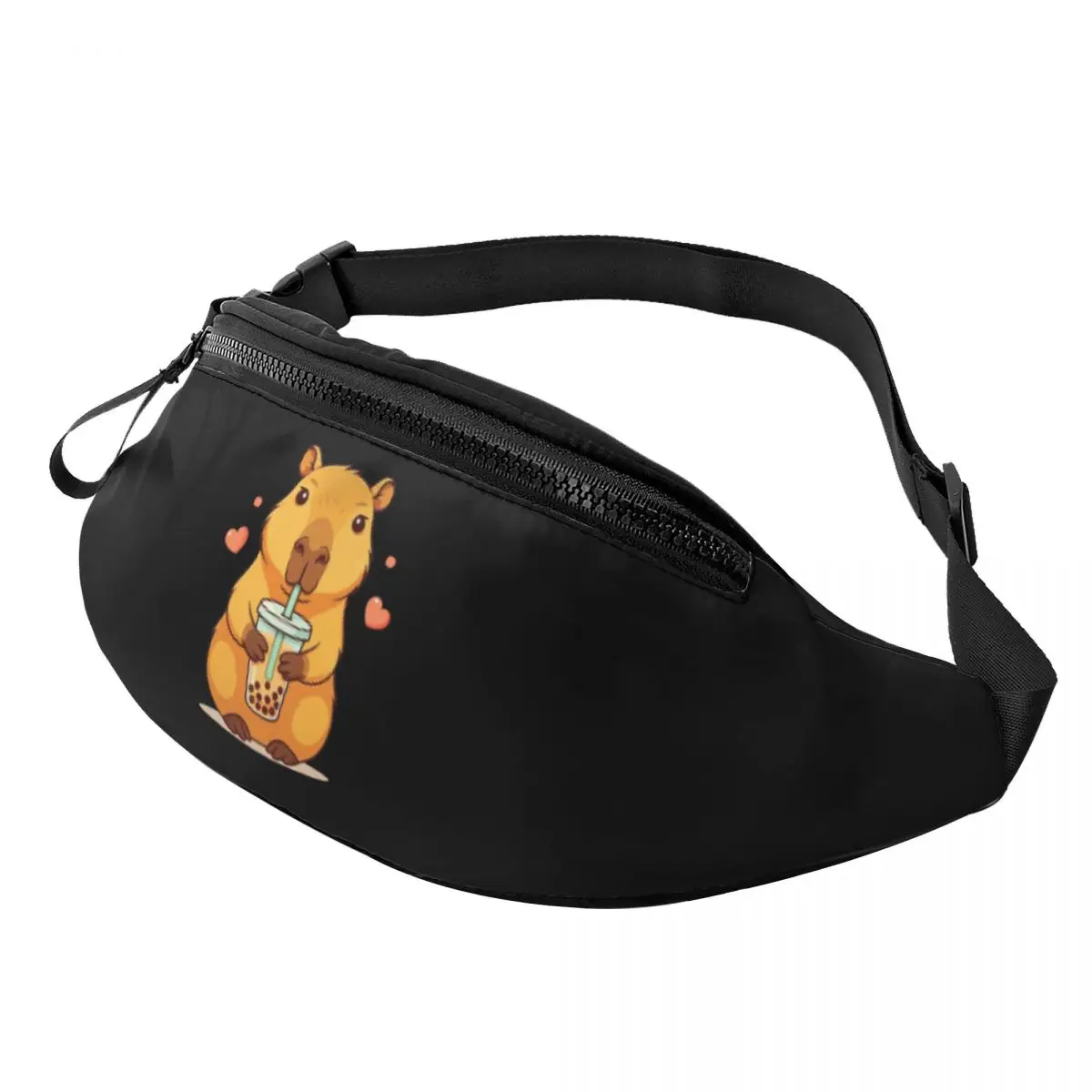 Custom Cute Capybara Boba Tea Fanny Pack Women Men Crossbody Waist Bag for Cycling Camping Phone Money Pouch