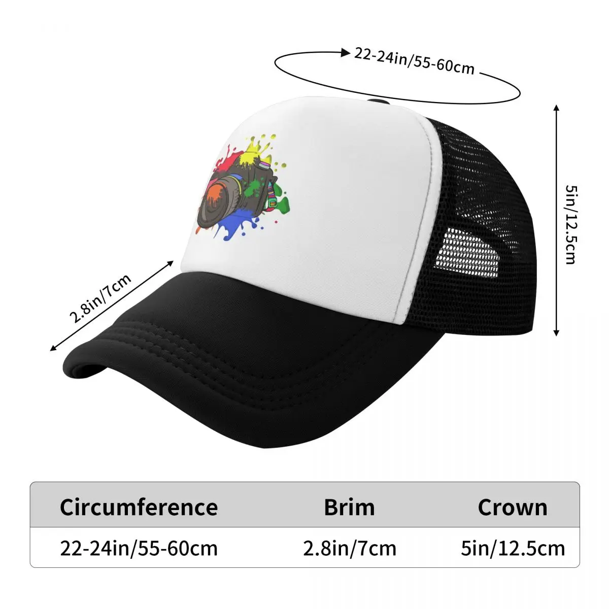 Custom Classic Kleurrijke Camera Baseball Cap Mannen Vrouwen Verstelbare Fotograaf Fotografie Trucker Hoed Zon Bescherming