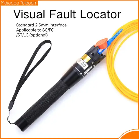 High Quality 10MW FTTH Fiber Optic Tester Pen Type 10KM Visual Fault Locator Optical Cable Tester SC/FC/ST 2.5mm Interface