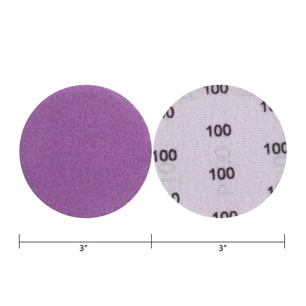 3-дюймовый набор фиолетовой наждачной бумаги 60-10000 зерен Крючок и петля Профессиональная наждачная бумага из оксида алюминия для влажной и сухой полировки дерева и металла