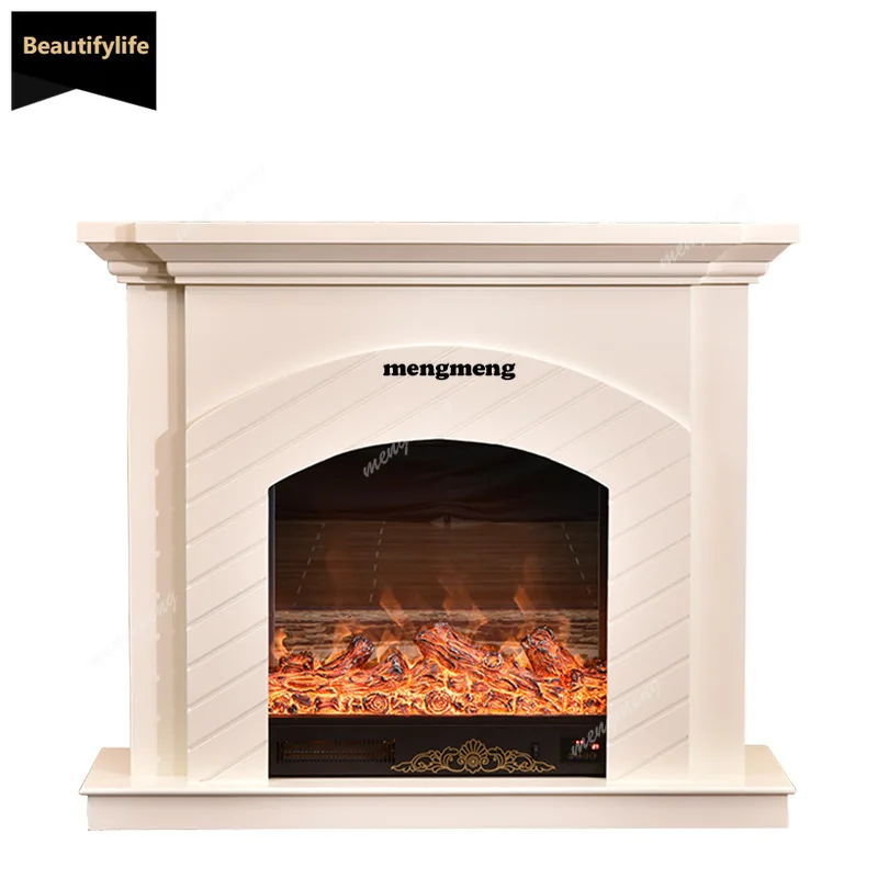 Simulation fire heating  fireplace decorative cabinet, electric heating mantel European simple interior D80