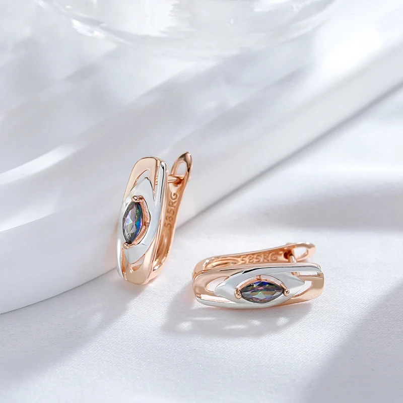 Wbmqda Luxury Colorful Stone Earrings Ring Sets For Women 585 Rose Gold Silver Mixed Trendy Natural Zircon Jewelry Accessories image 5