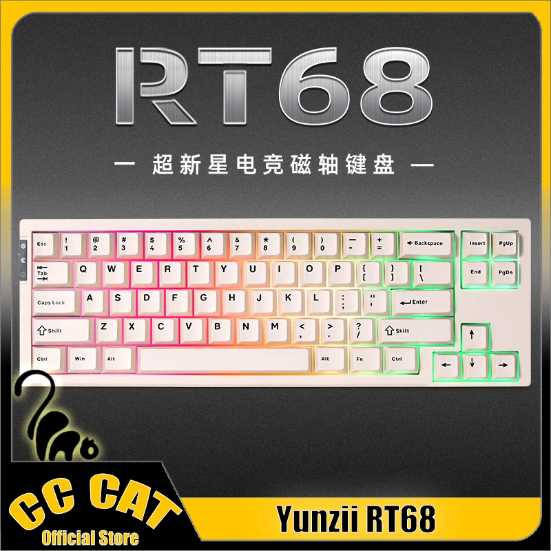 

Yunzii Rt68 Magnetic Switch Keyboard Wired Keyboard 68 Keys Keyboard Adjustable Key Range Custom Rapid Trigger Gaming Keyboard