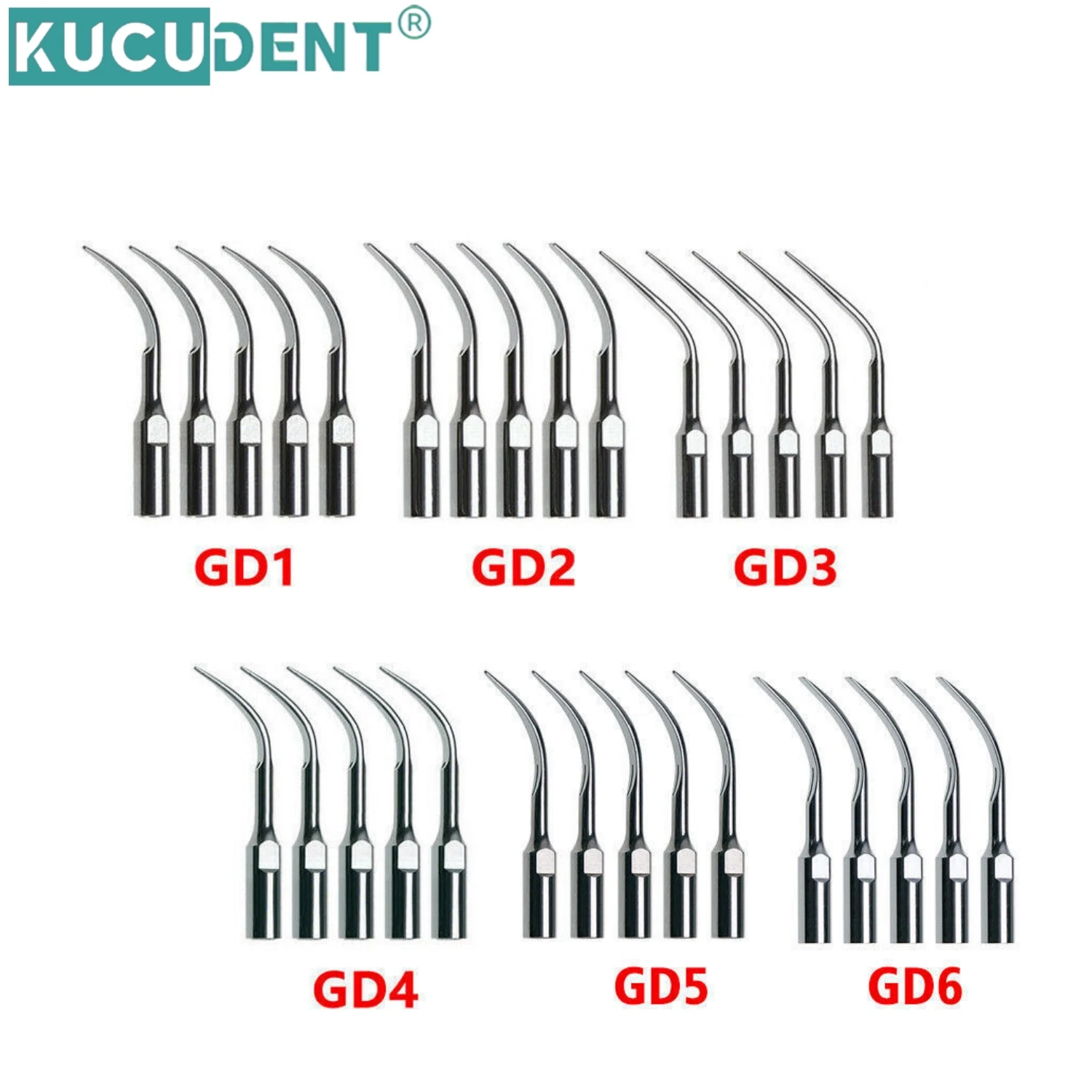 KUCUDENT 5pcs Dental Ultrasonic Scaler Tips fit SATELEC NSK GNATUS DTE HU-FREIDY Handpiece Endodontic Endo Perio Scaling Tip