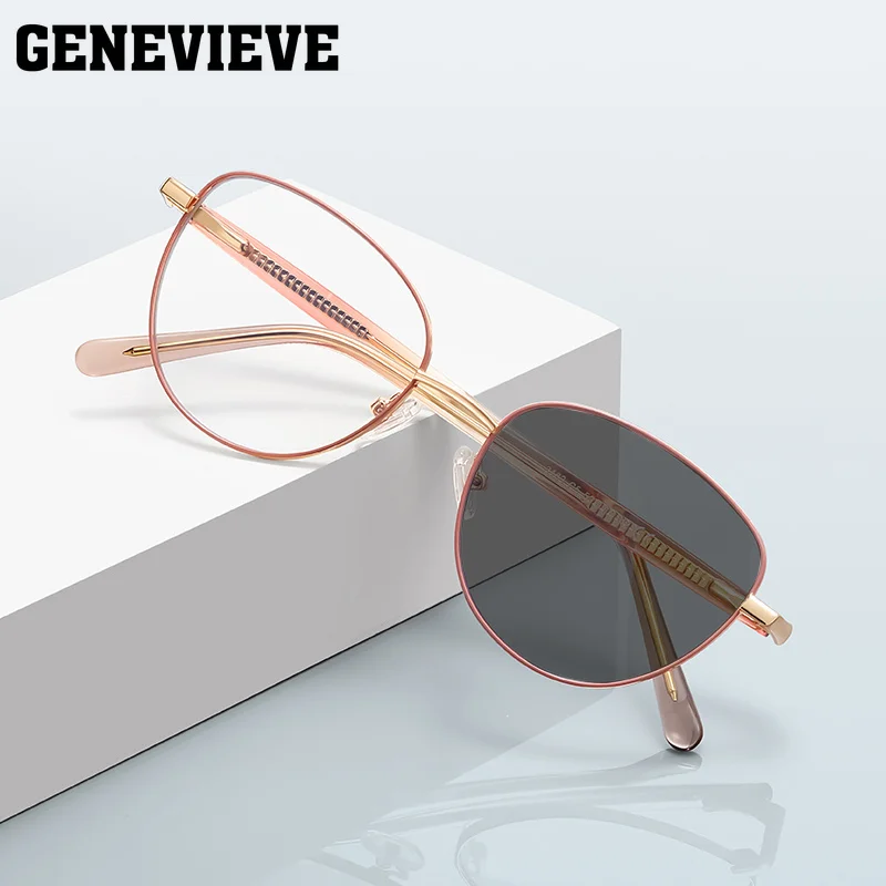 GENEVIEVE Fashionable Design Women's Photochromic Blue Light Blocking Glasses Polarized Sunglasses Customizable Prescription