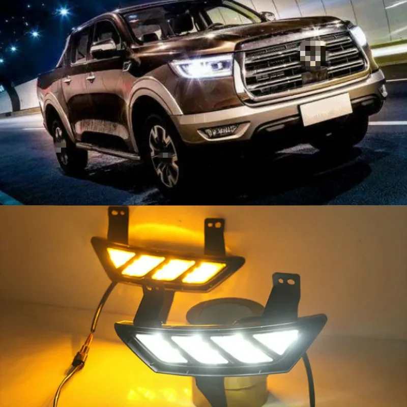 

1 Pair Car LED Daytime Running Lights with Turn Signal Yellow Style 12V DRL For Great Wall POWER PEAK PERFECT 2019 2020