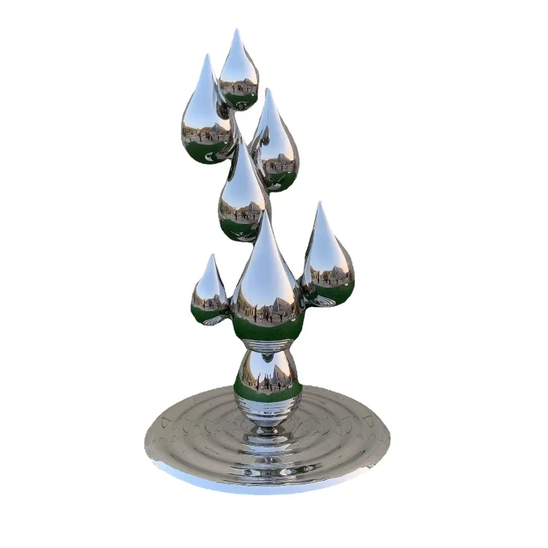 Factory custom modern outdoor spherical metal water features sculpture sphere 3D fountain 304/316 stainless steel fountain