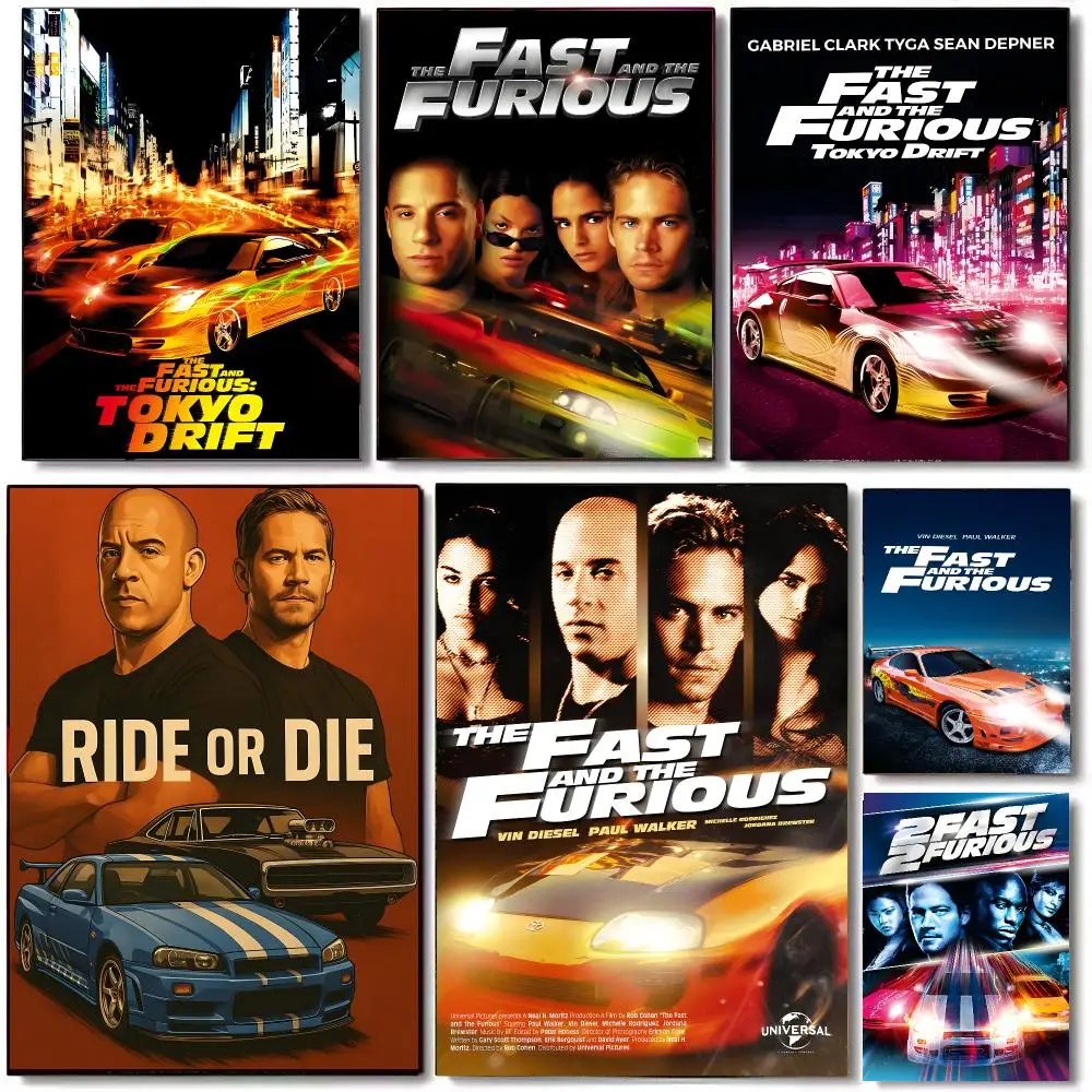 Famous Film F-Fast And Furious Poster High Quality Bedroom Living Room Aesthetic Wall Decoration Painting Stickers Gift