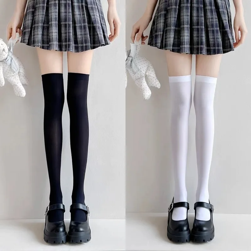 70cm Extended Thigh High Leg Socks Girl's White JK Velvet Stockings Cosplay Sexy Women's Black Silk Leggings Lolita Bottom Sock