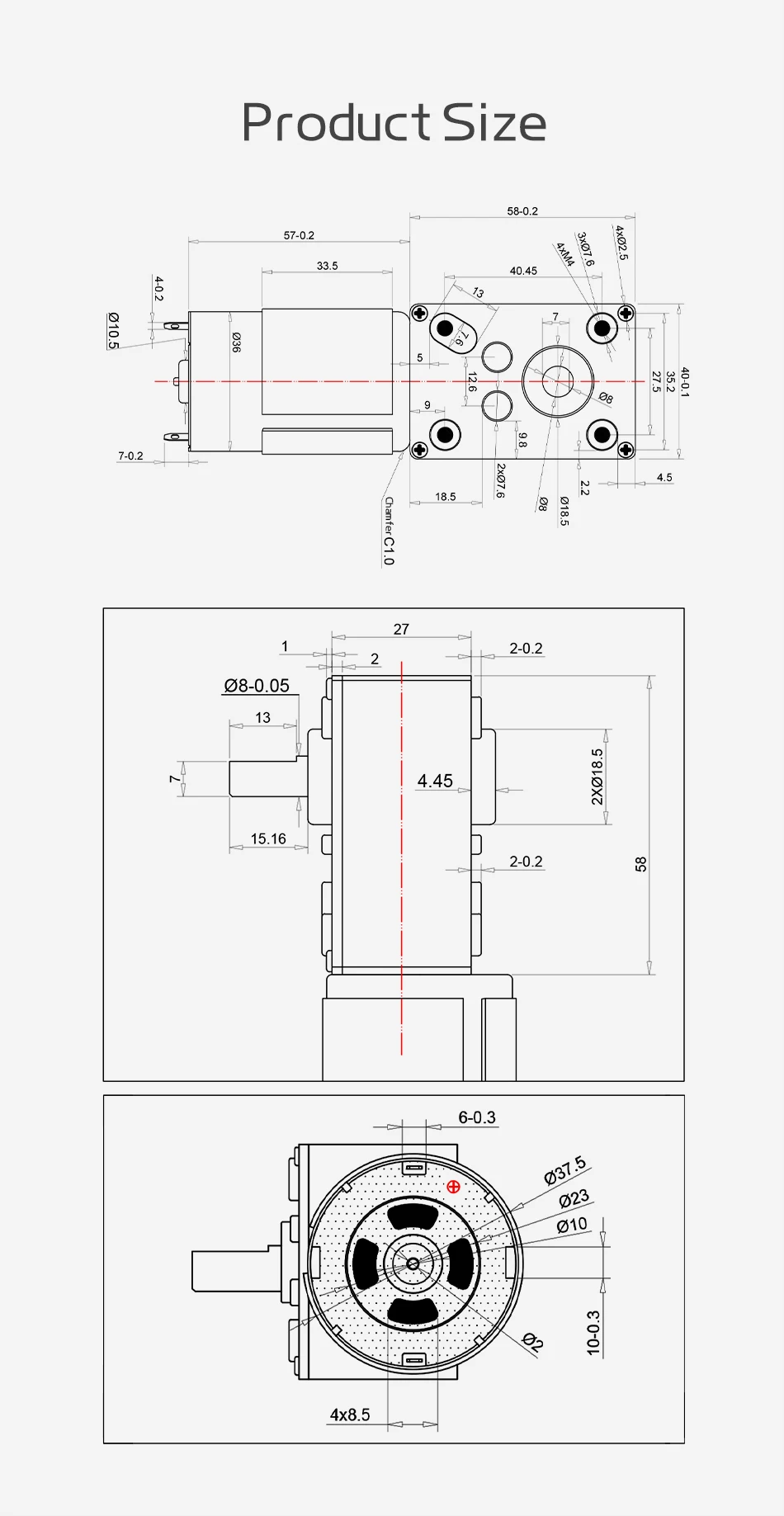 5840-555 Mikro-DC-Bürstenmotor 470RPM~7RPM 12V~24V Drehzahlregelbar Vorwärts- und Rückwärtsschaltung Drehmoment 100KG.CM Getriebemotor – Detail 1