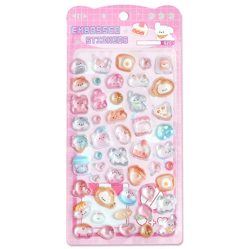 Sweet Cartoon Jelly Scrapbook Journal Sticker Stereo Cute Ocean Animal Stationery Sticker DIY Decor Laptop Guitar Sticker