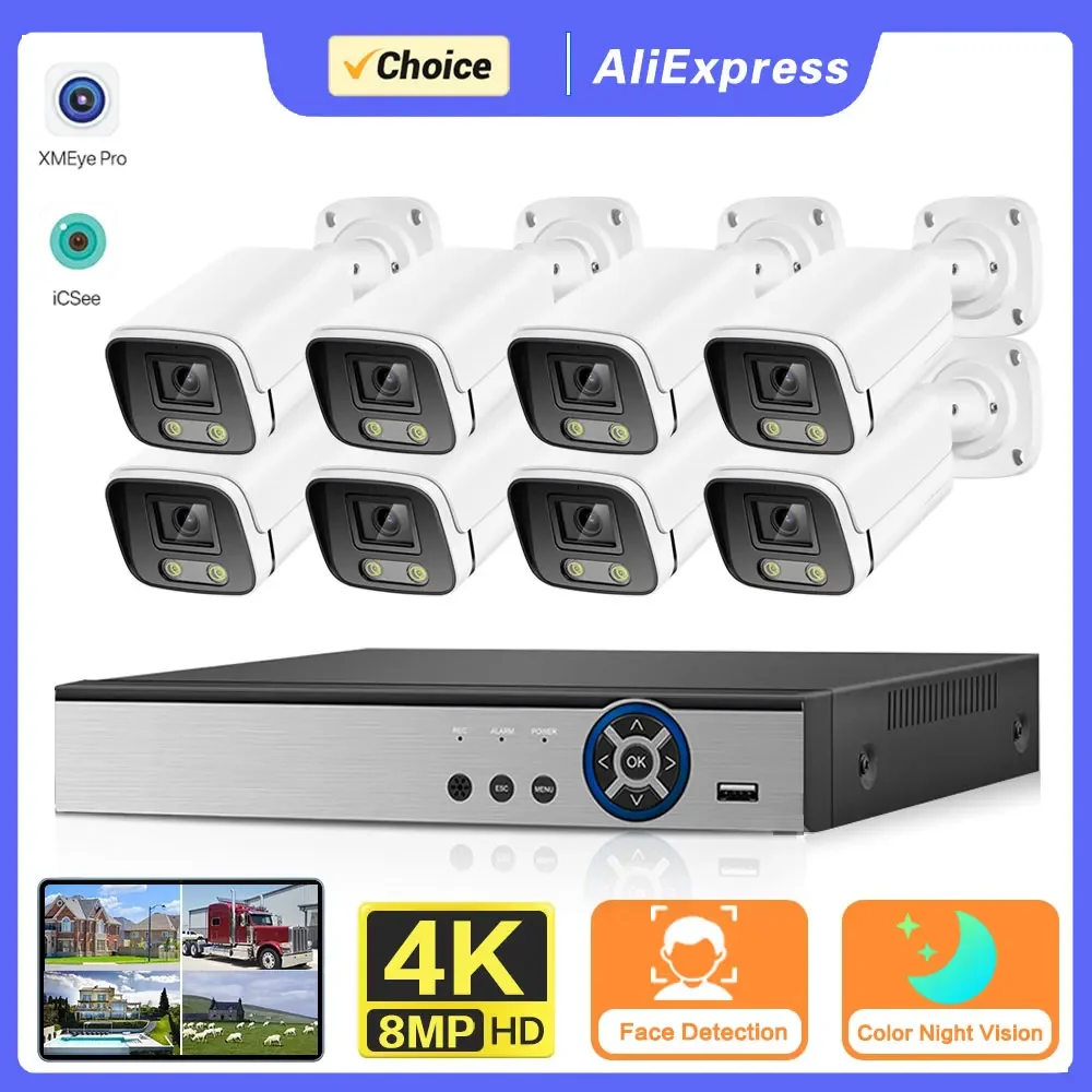 

8 Channel DVR CCTV Security Camera System Camera AHD Analog Kit HD 4K 8MP Metal Bullet Waterproof Smart Video Surveillance Set