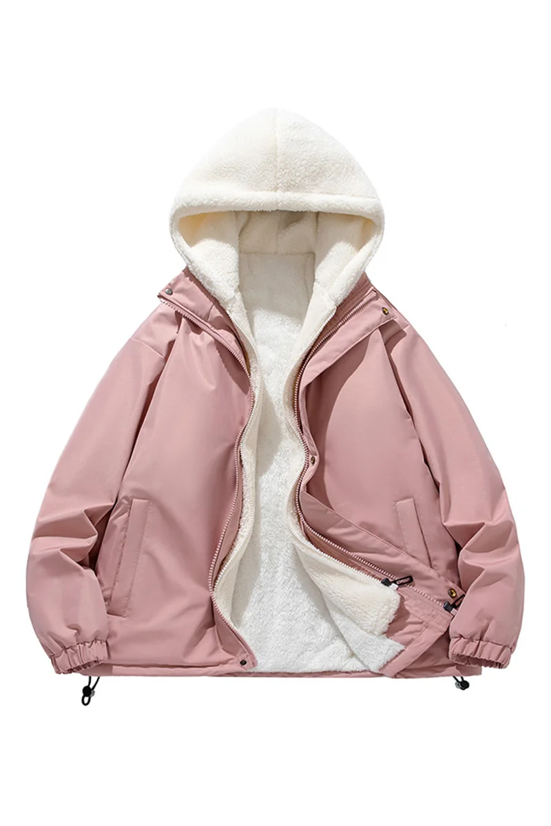 

Men's Fleece Hooded Parkas Thickened Fleece-Lined Men's Cotton Coat Men Thicken Plush Zipper Mens Jackets Plus Size Clothes