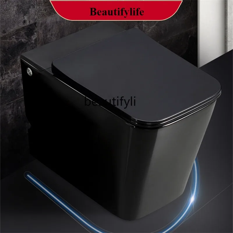 

G1218 Small Black Square Toilet Floor Standing Tankless Small Wall-Mounted Toilet with Booster Pump Non-Smart Small Size