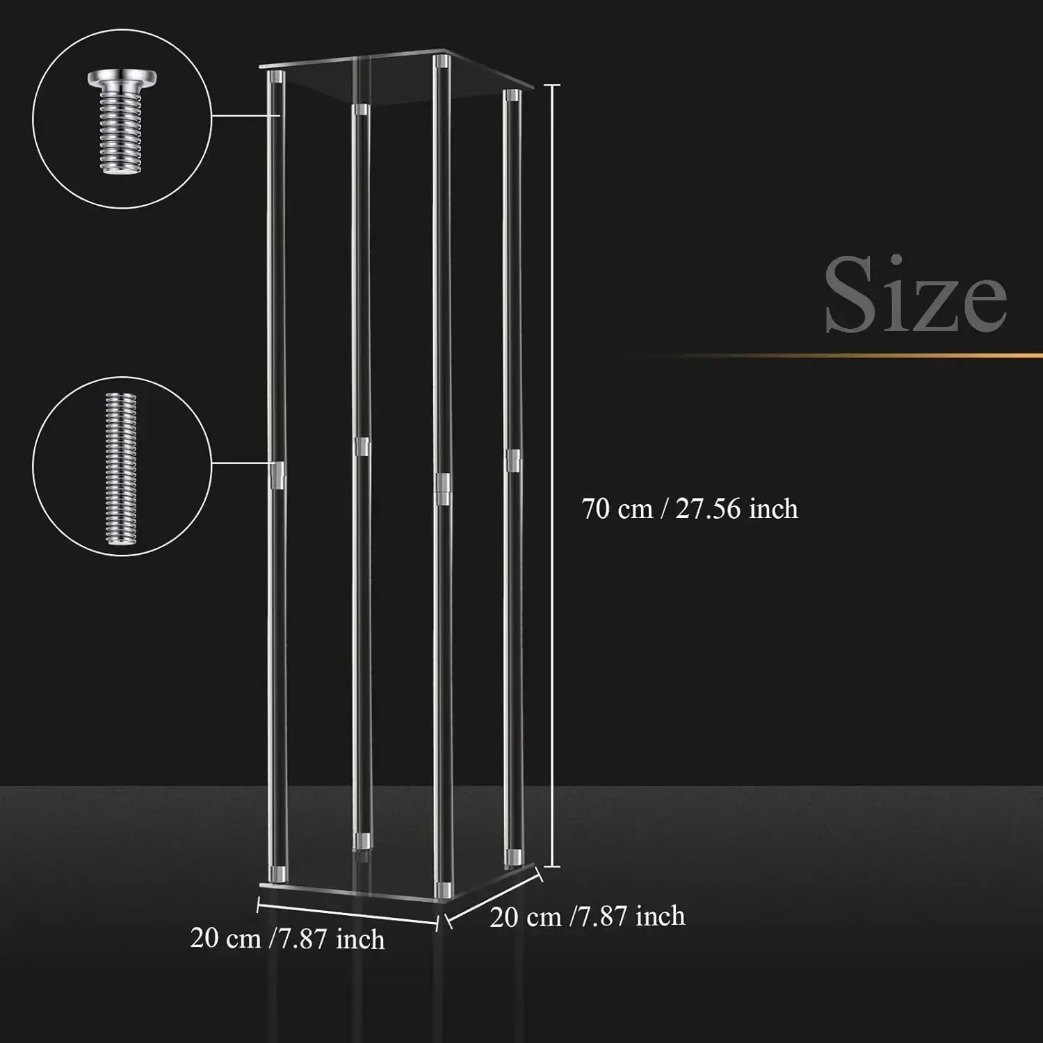 8 Pieces Tall Acrylic Vase Wedding Centerpieces Clear Flower Stand Column Geometric Floral Vase Elegant Display Holder for Birth