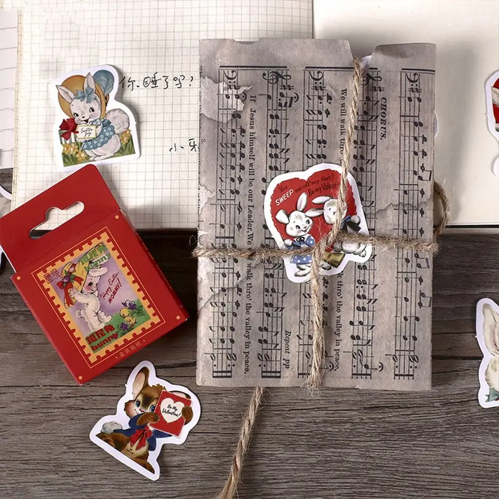 سكرابوكينغ دفتر ألبومات الهاتف المحمول القرطاسية ملصقات الأرنب ختم ملصقات أرنب ملصقات الزخرفية تسميات الكرتون