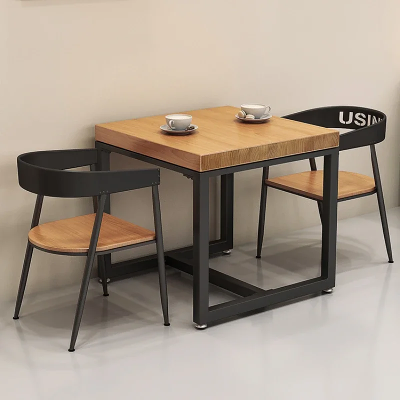 GY64 Industrial Style Dining Table, Small Square Table, Tea Shops and Snack Bars, Café Dining Furniture, Retro Dining Seat