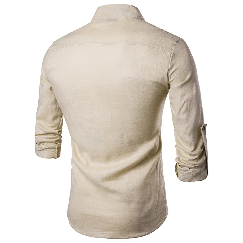 Men Henley Neck Long Sleeve Daily Look Linen Shirts