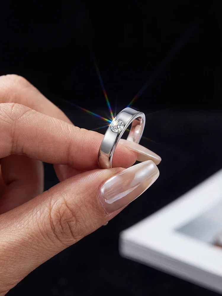 Echte schlichte 0,2 ct Moissanit-Diamant-Verlobungsringe für Männer, Geschenk aus echtem 925er Sterlingsilber, hochwertiger edler Schmuck – Detail 2