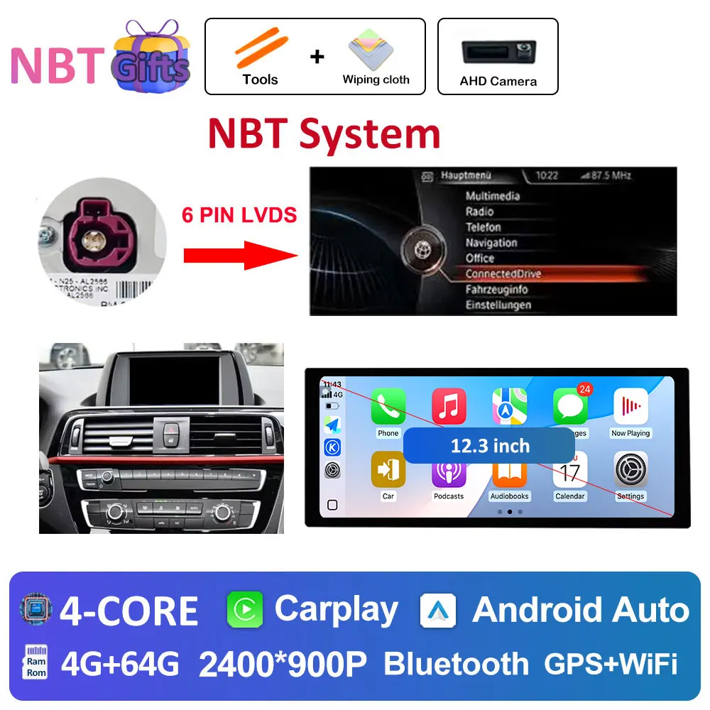 Autoradio Android 16 Multimedia Speler 4G voor BMW 2 Serie F45 F46 2014 - 2018 NBT EVO Systeem Ultradunne ScreenGPS Navigatie