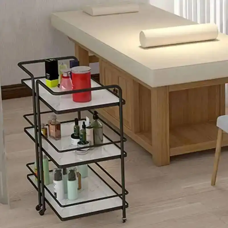

Golden Salon Trolley Metal Hairdressing Professional Cosmetic Organizer Cart With Wheels Carrello Attrezzi Spa Furniture MQ50TC