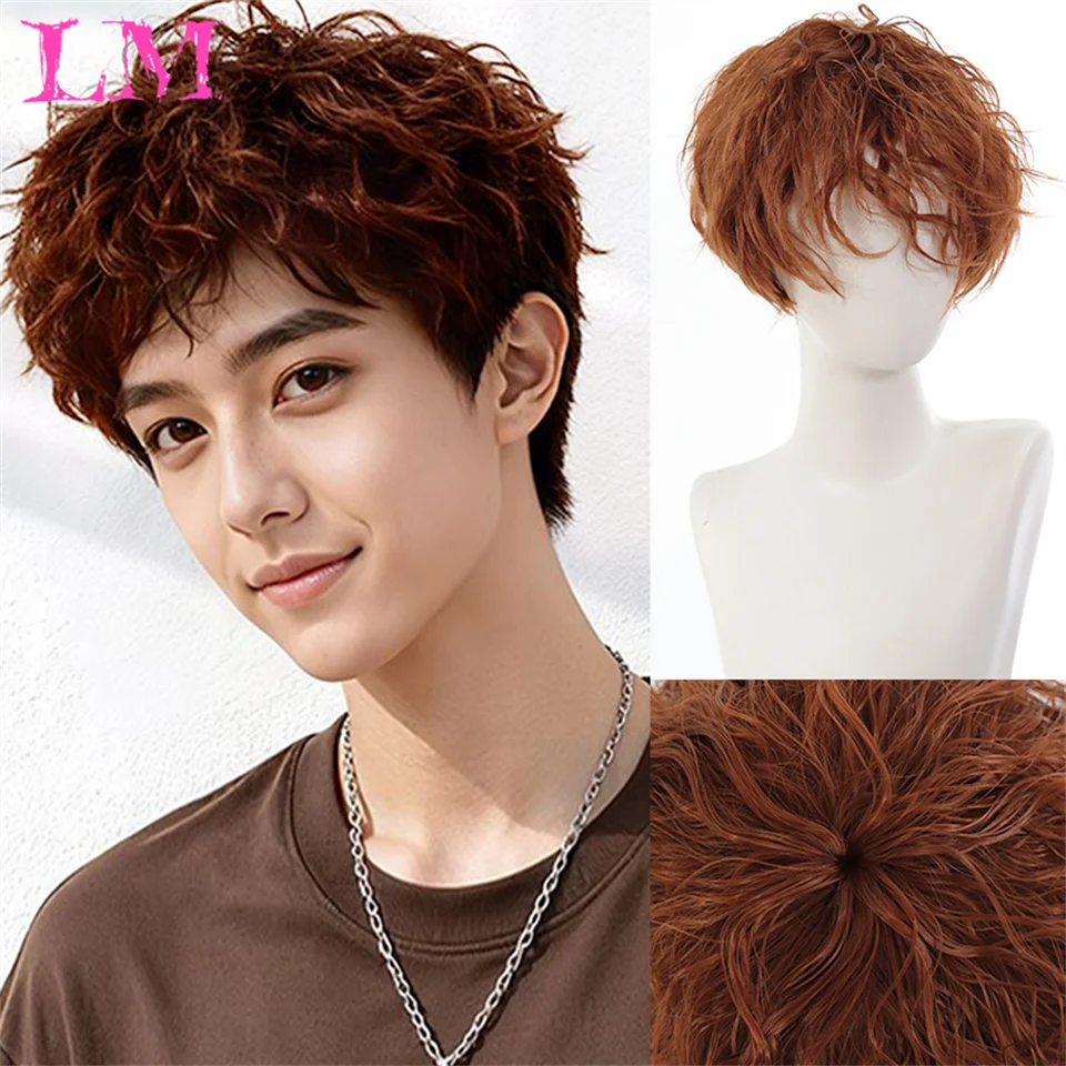 

LM Синтетический Мужской Синтетический Короткий Черный Волнистый Вьющийся Мужской Парик Аниме Игры Косплей Пушистый Термостойкий Парик для Ежедневной Вечеринки