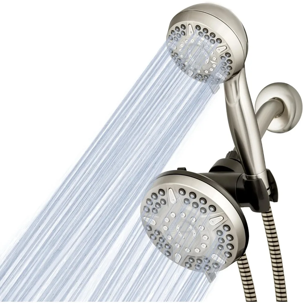 12-Mode 2-in-1 Dual Shower Head System with 5-Foot Hose and PowerPulse Therapeutic Massage, Brushed Nickel