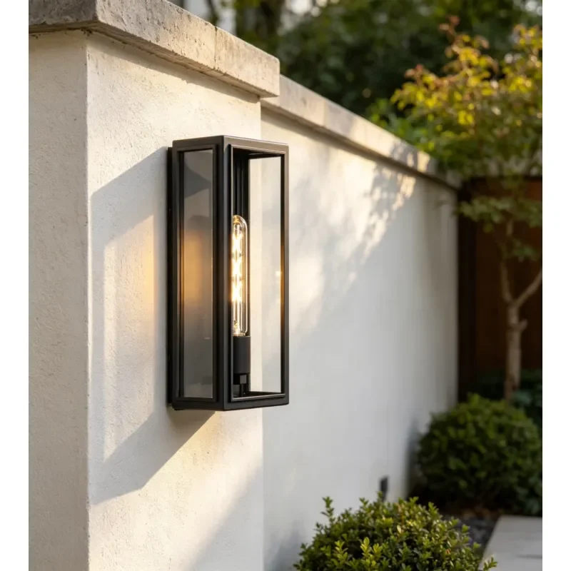 Modern simple square outdoor wall lamp LED garden light, polycarbonate light transmission cover IP65 waterproof, light sensor
