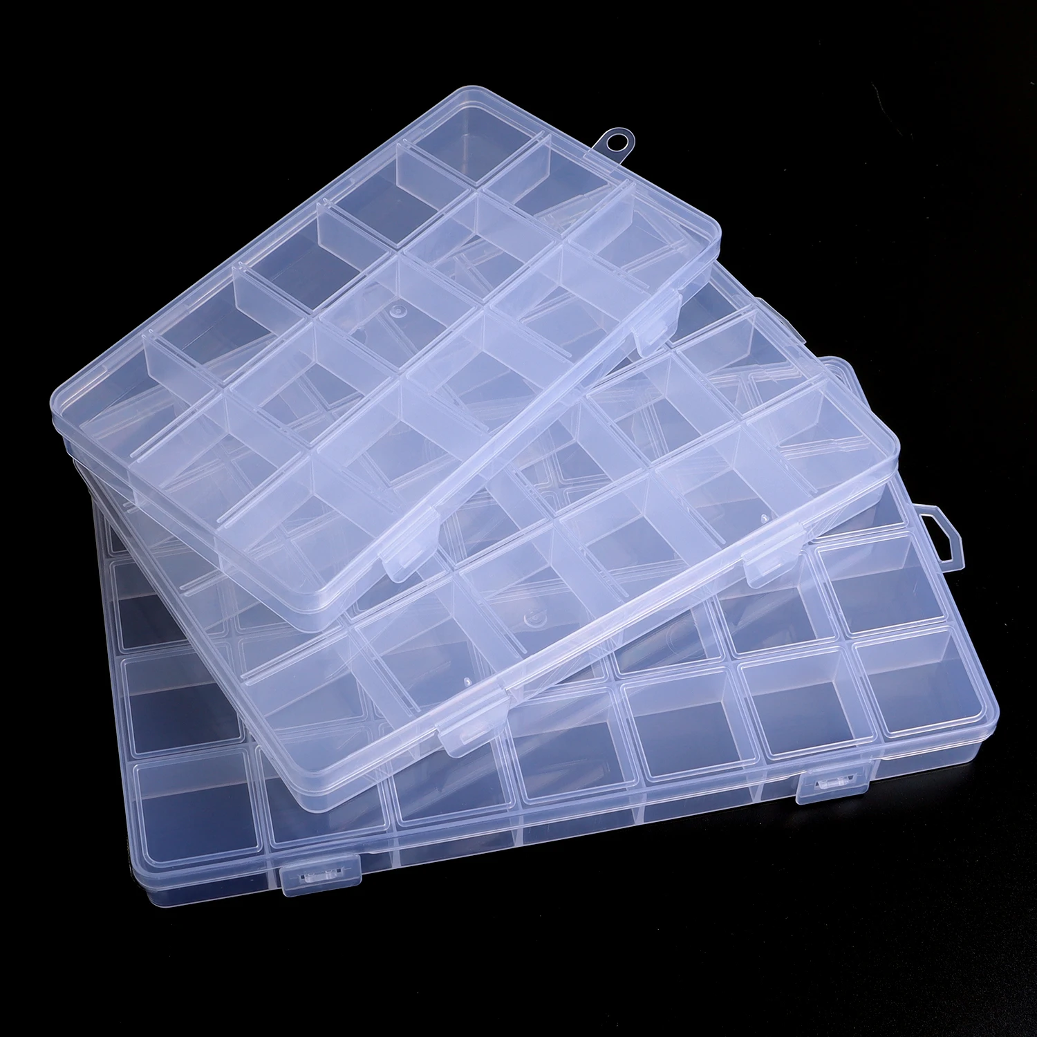 15/24/28Grids Transparente Kunststoff Organizer Box Schmuck Perlen Lagerung Container DIY Handwerk Ohrring Schmuck Rechteck Box fall – Detail 1