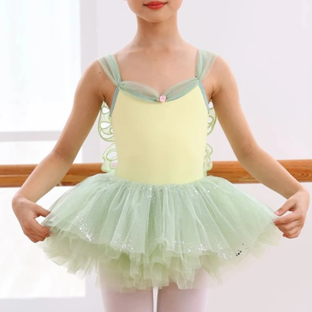 

Ballet Dress for Girls Camisole Gymnastic Ballet Leotards with Tutu Skirt Ballerina Outfit Stage Performance Practice Clothes