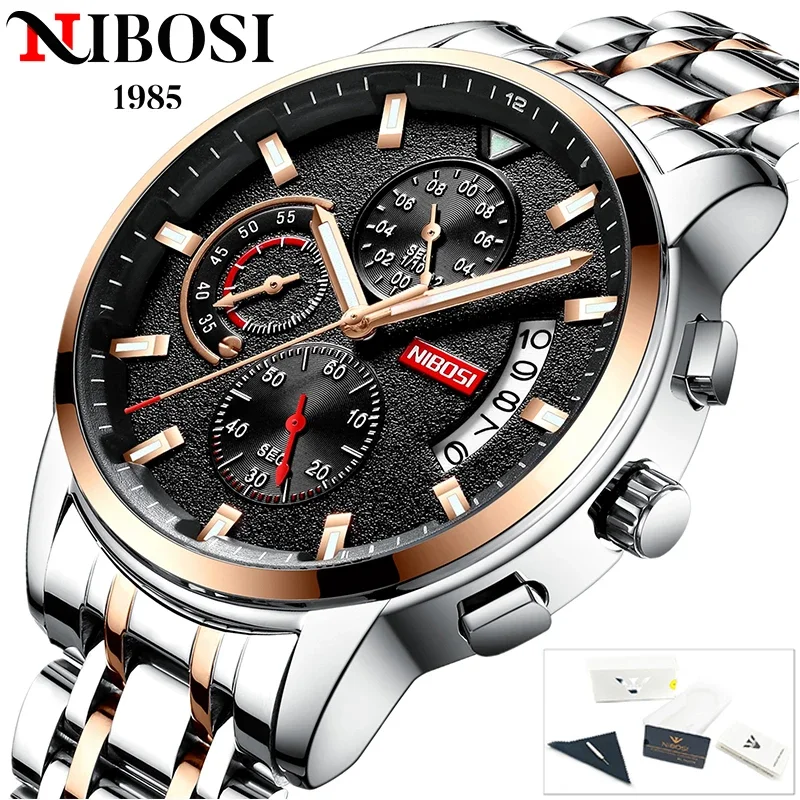 

NIBOSI Luxury Brand Watch Men Sport Watches Waterproof Quartz Male Clock Military Leather Wrist Watch Relogio Masculino Montre