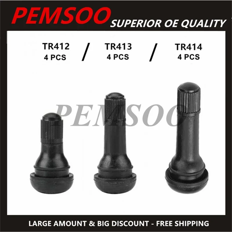 جذوع صمام إطارات نحاسي المفاجئة ، مطاط أسود قصير ، بدون أنبوبي ، جديد ، TR413 ، TR412 ، TR414 ، 4