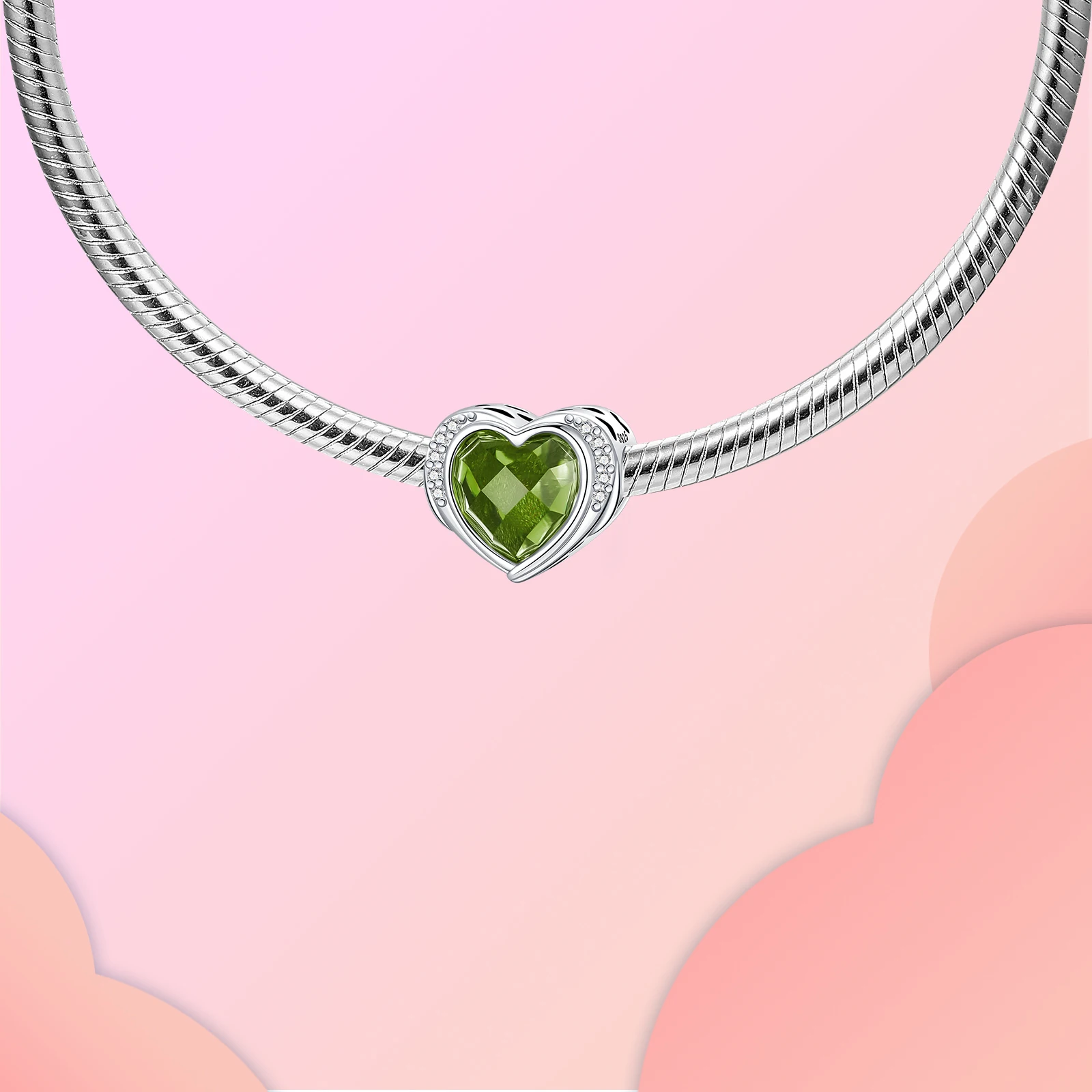 925 فضة أغسطس الحب الزركون شهر حجر الخرز صالح الأساور الأصلية DIY غرامة صنع المجوهرات هدية