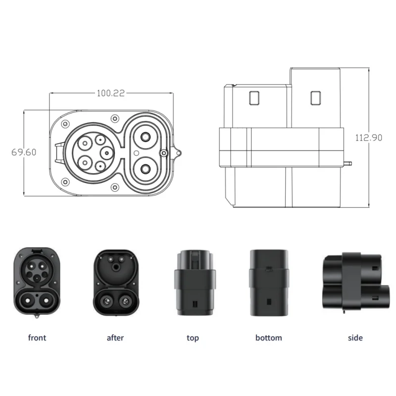 CCS1 إلى CCS2 EV مهايئ شاحن 32A شحن سريع العالمي مركبة كهربية التوصيل مع حماية الزائد مقاوم للماء