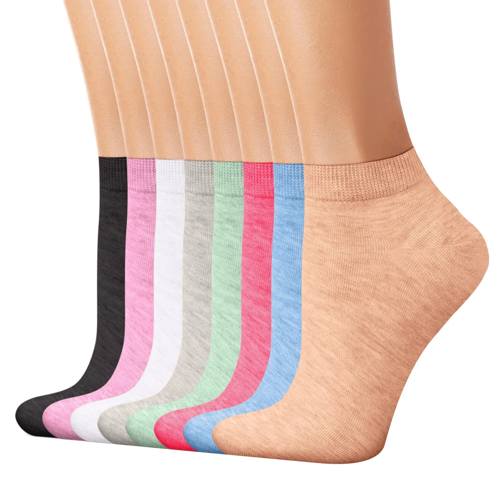 8 Pairs Women's Short Socks Candy Color Summer New Plain Cotton Socks Set Breathable Casual Comfy Soft Colorful Socks For Women