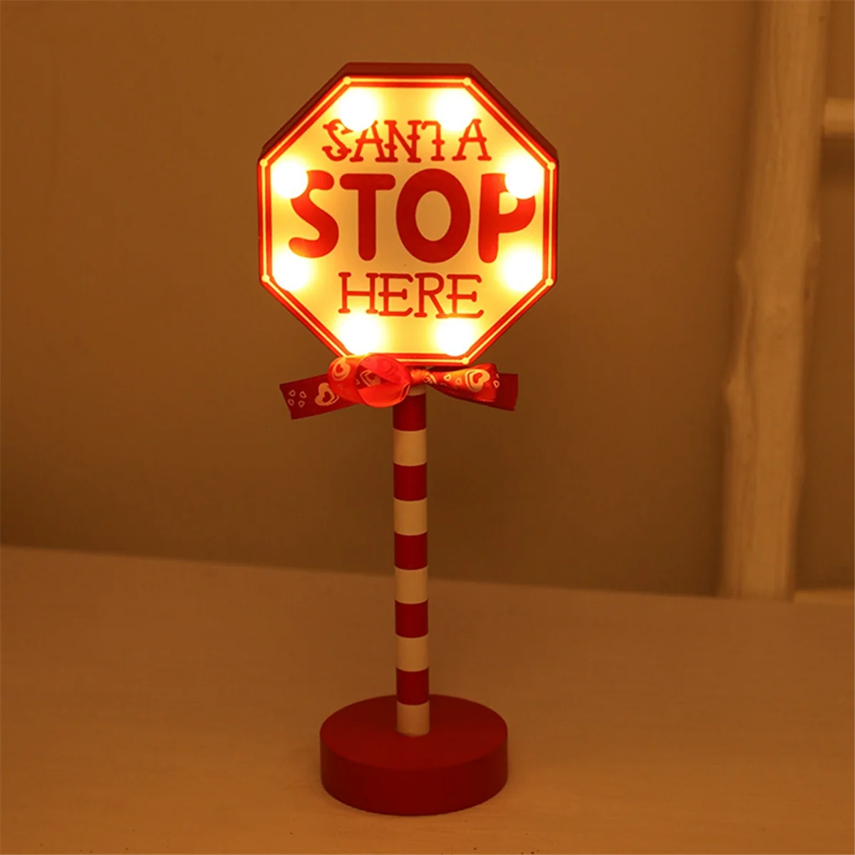 Christmas Vintage Lights North Pole Sign LED Light Street Sign Christmas Wooden Tabletop Decoration Christmas Decor A