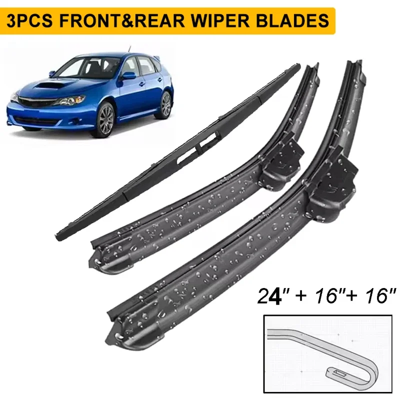 

Wiper Front & Rear Wiper Blades Set For Subaru Impreza GE GV GH GR 2007 - 2014 Windshield Windscreen Window 24"+16"+16"