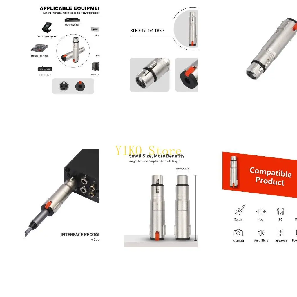 K32C Lockable 3Pin XLR Female To 6.35mm 1/4inch Female Sound Adapters With Secure Lock