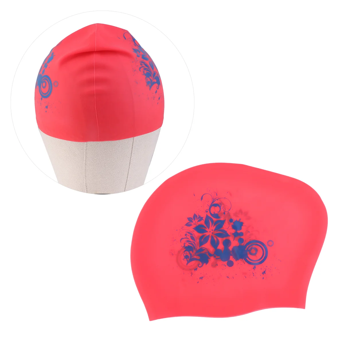 Swimming Caps Waterproof Hat Printing 2400X1900X010CM Red Silicone Men and Women