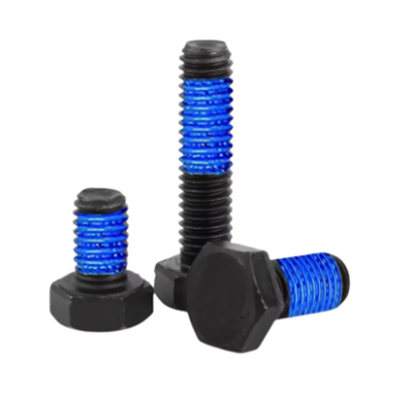 50 Pcs M2 M3 M4 M5 M6 M8 304SS External Hexagon Electrophoretic Black Coated Thread Adhesive Anti-Slip Glue Anti-Loosening Screw