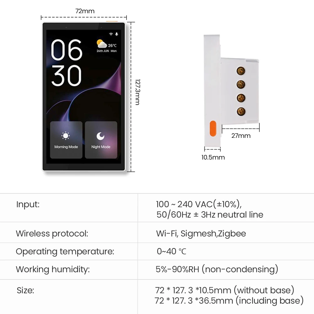 AVATTO Tuya Smart Central Control,WiFi Touch Interaction Center Control Panel Built-in Wireless ZigBee Hub Alexa Voice Control