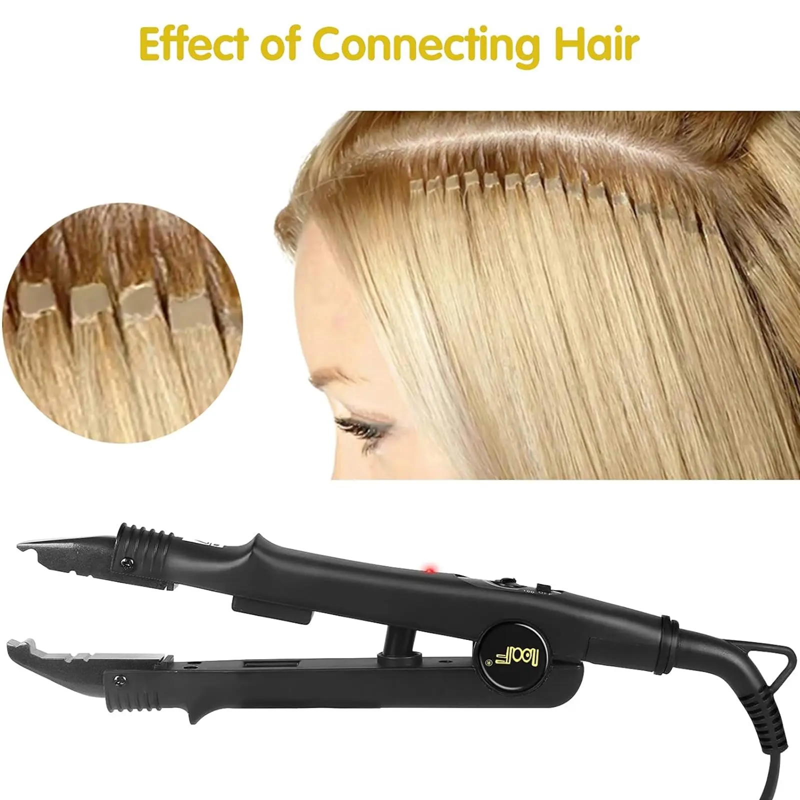 Malaika Type A Fusion Tool Keratin Melting Connector 200 Degree Adjustable Flat Tip Hair Extension Iron for Salon