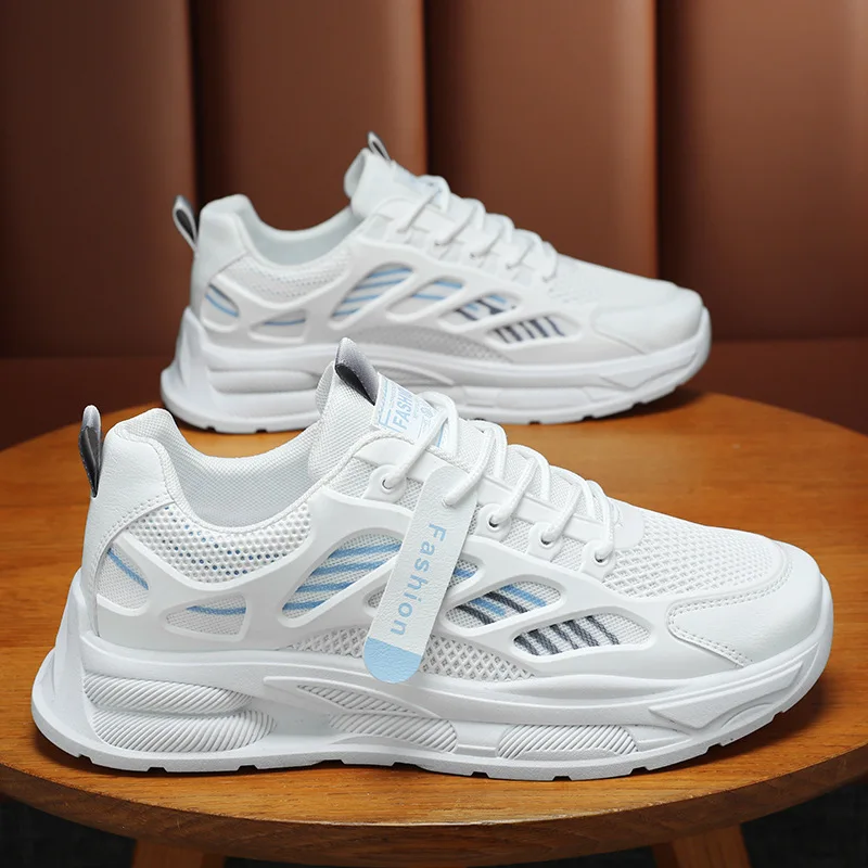 Men's casual sports shoes spring and summer new breathable mesh men's Korean version of all the thick soled running daddy shoes